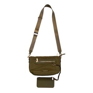 Adrienne Vittadini Olive Military Green Nylon Crossbody Bag Pouch Central Park